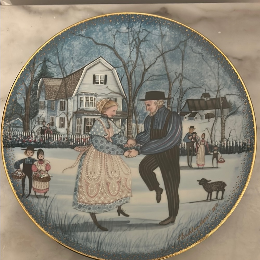 Buckley Moss “The Anniversary” Winter Dance Scene Plate